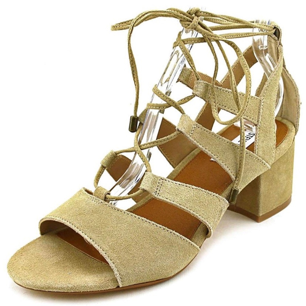 Hydii Steve Madden Beige Suede Sandals - Picture 2 of 8